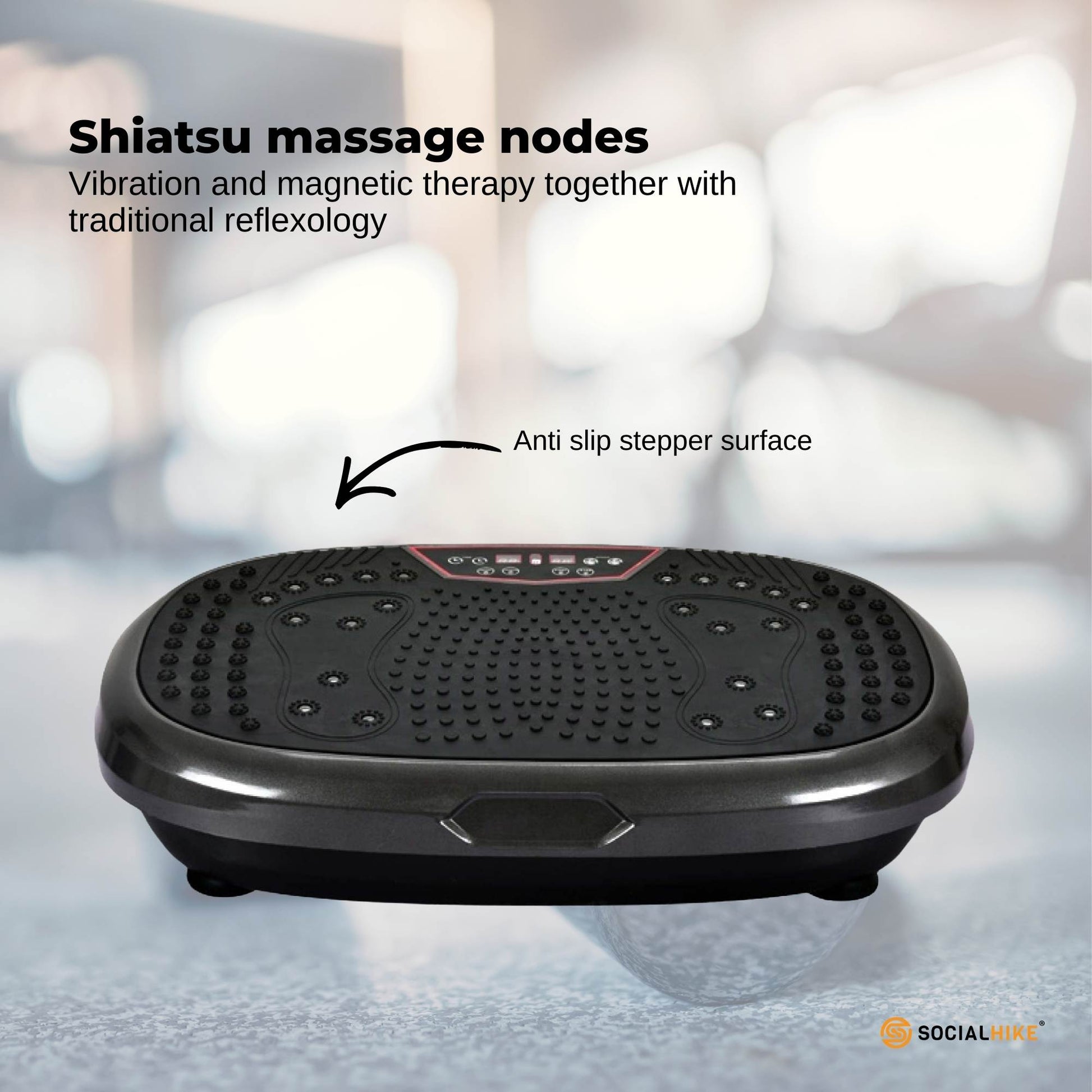 Black Mini Vibration Platform - Magnet Therapy Vibrating Machine Exercise Plate