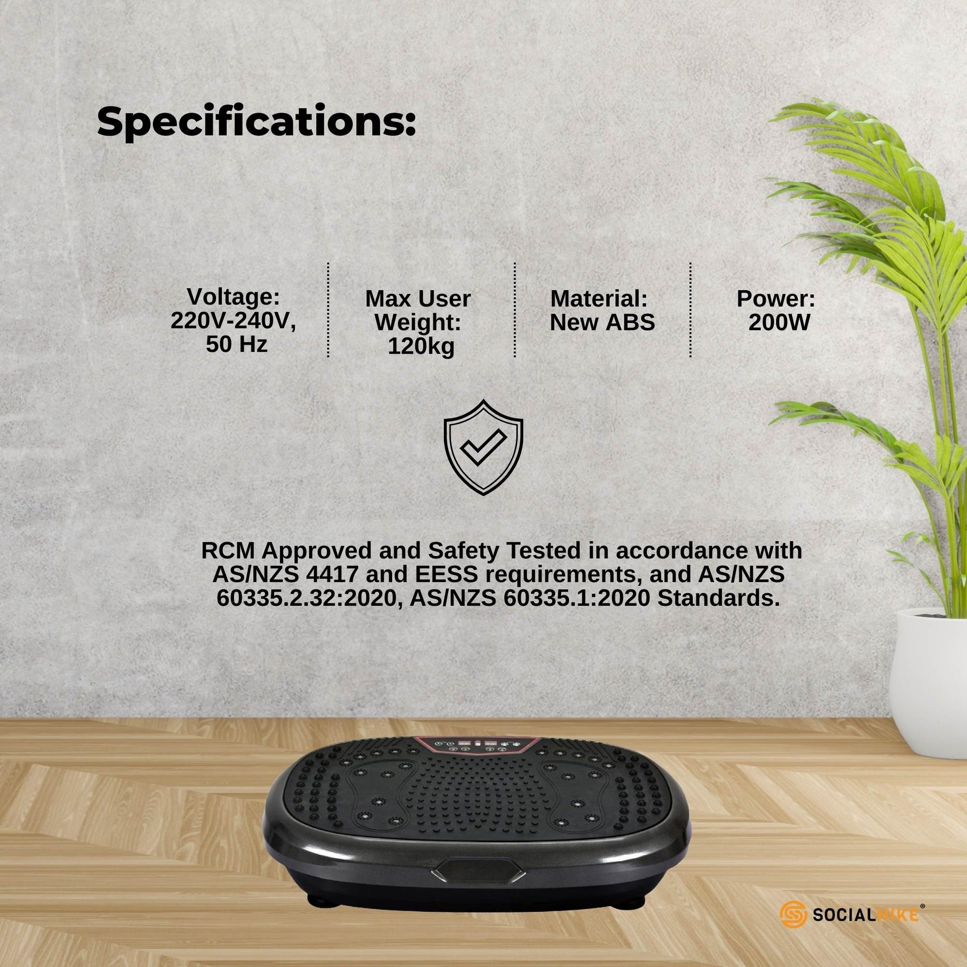 Black Mini Vibration Platform - Magnet Therapy Vibrating Machine Exercise Plate