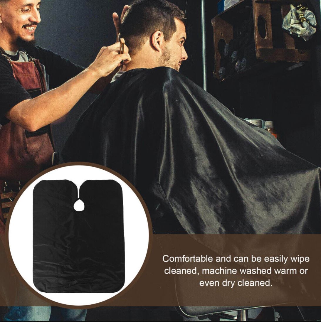 Black Unisex Hairdressing Gown Hair Cutting Cape Barber Salon Chic Equipment