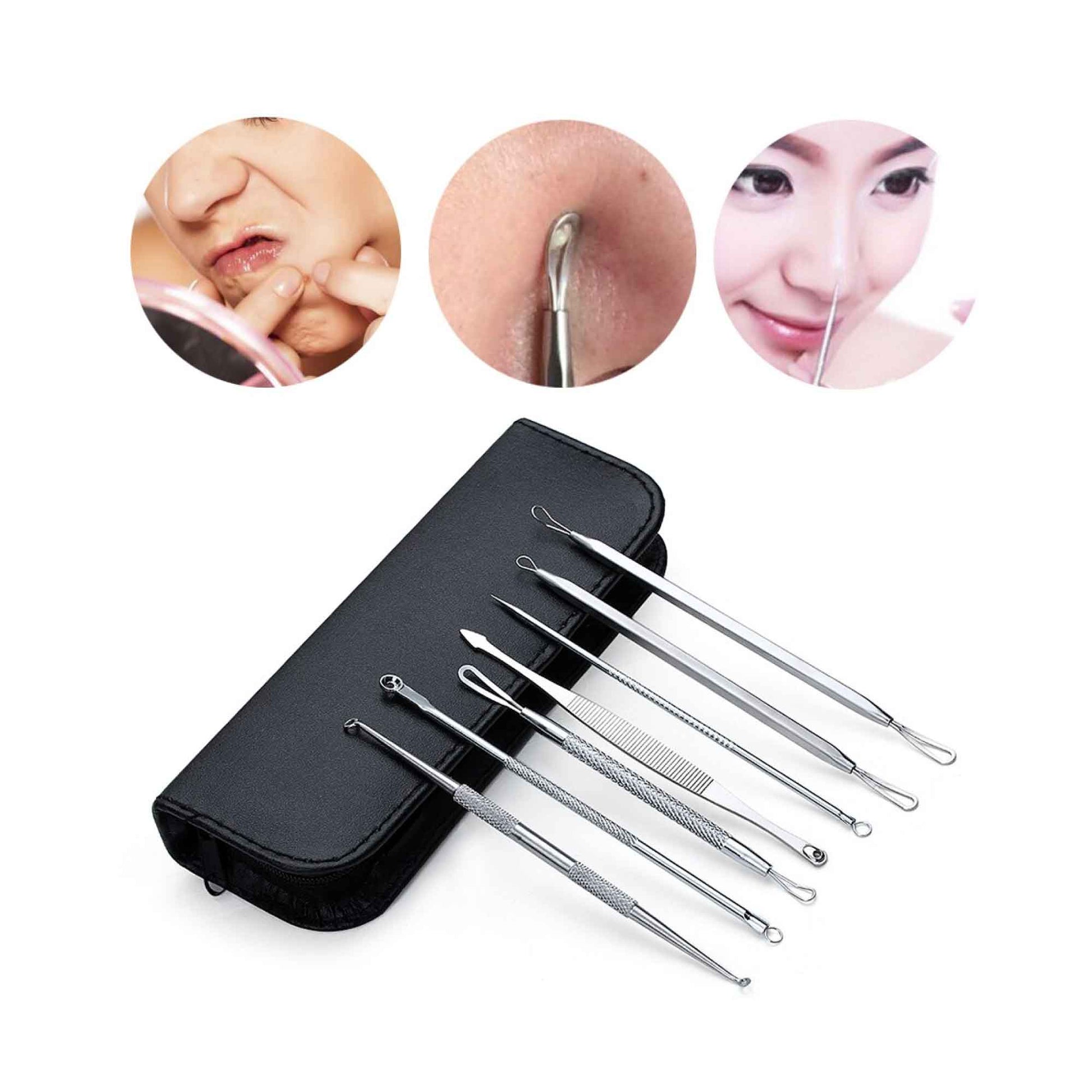 Blackhead Remover 7 Piece Tool Kit For Pimple Extraction Blemish Suction Removal