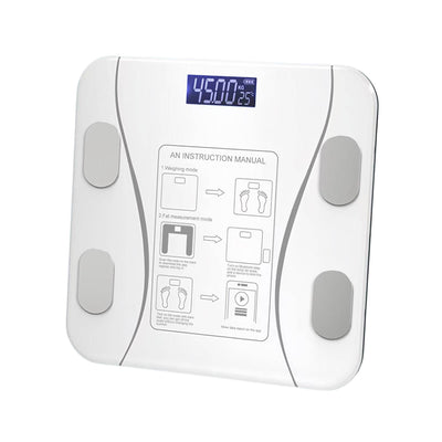 Bluetooth Smart Body Fat Scale White - Digital BMI Weight USB Recharge with App