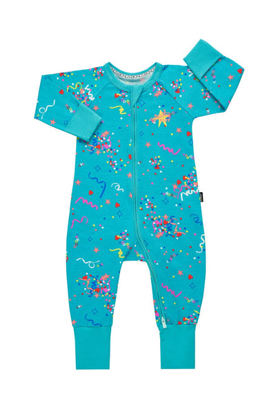 Bonds Baby 2-Way Zip Wondersuit Coverall Teal Hooray Confetti