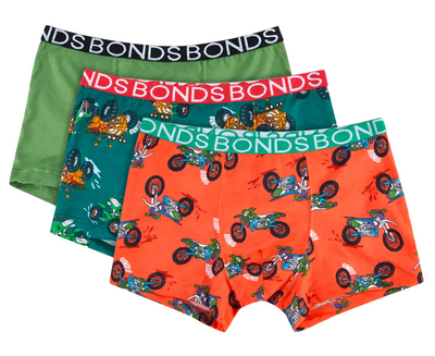 Bonds Boys Kids Underwear 12 Pairs Trunks Boyleg Boxer Shorts Atv Action