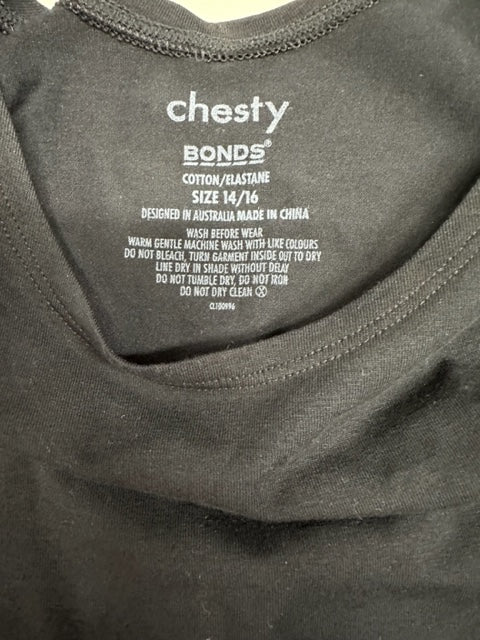 Bonds Boys Stretchy Chesty Singlet Tank Vest Black - 14/16