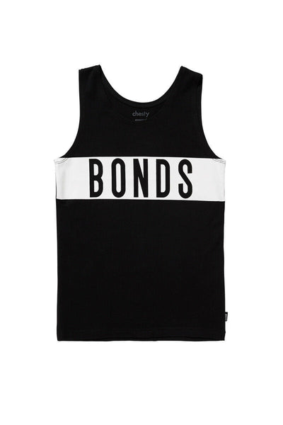 Bonds Boys Stretchy Chesty Singlet Tank Vest Black Logo Casual Outerwear Uy8y1a
