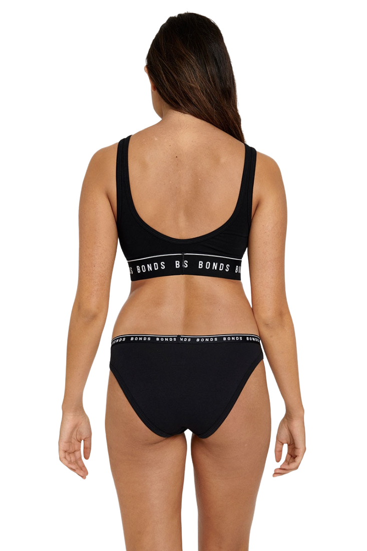 Bonds Womens Organics Hi Bikini Black Underwear