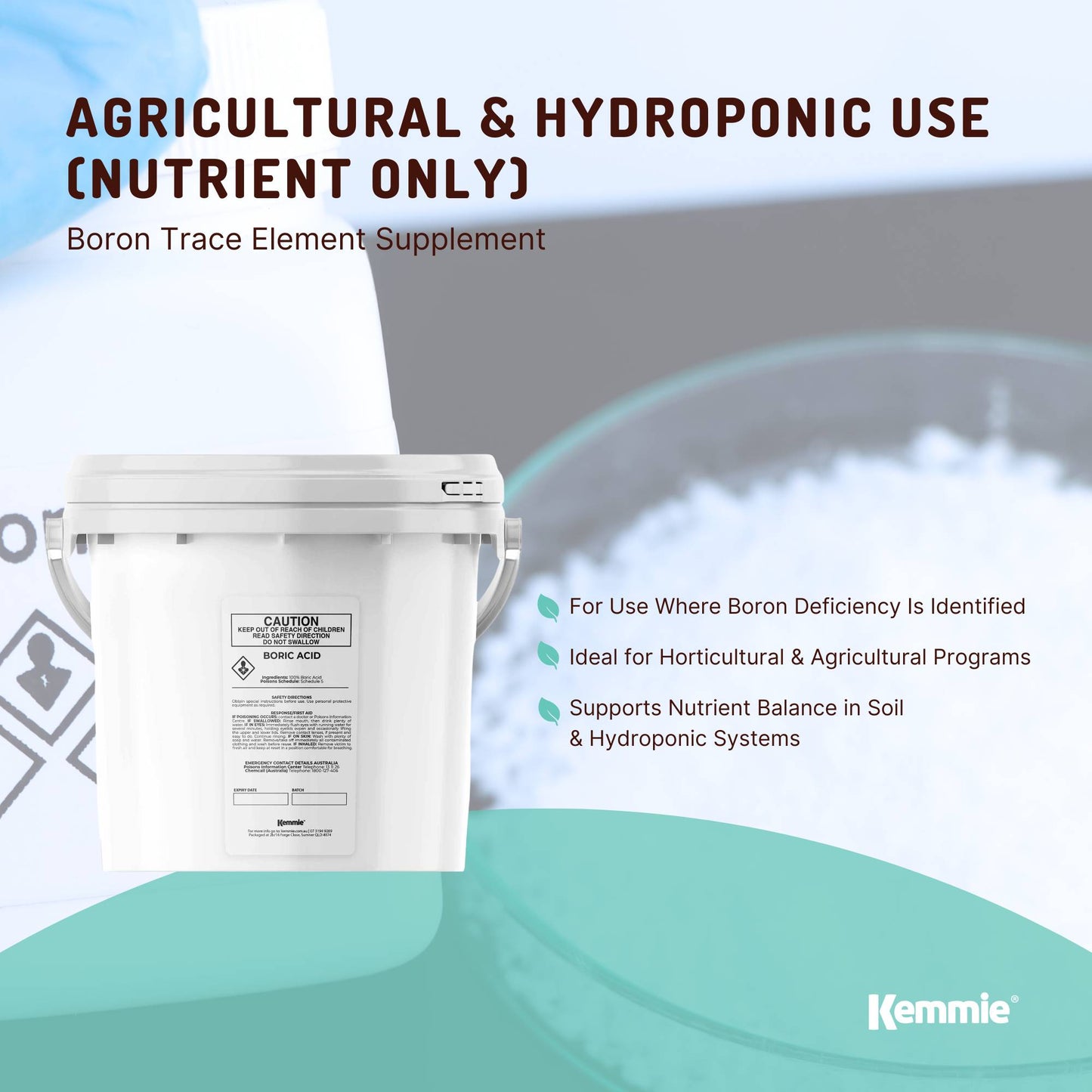 1Kg Boric Acid Powder 99.9% Pure Tub - Soluble Orthoboric Acid H3BO3