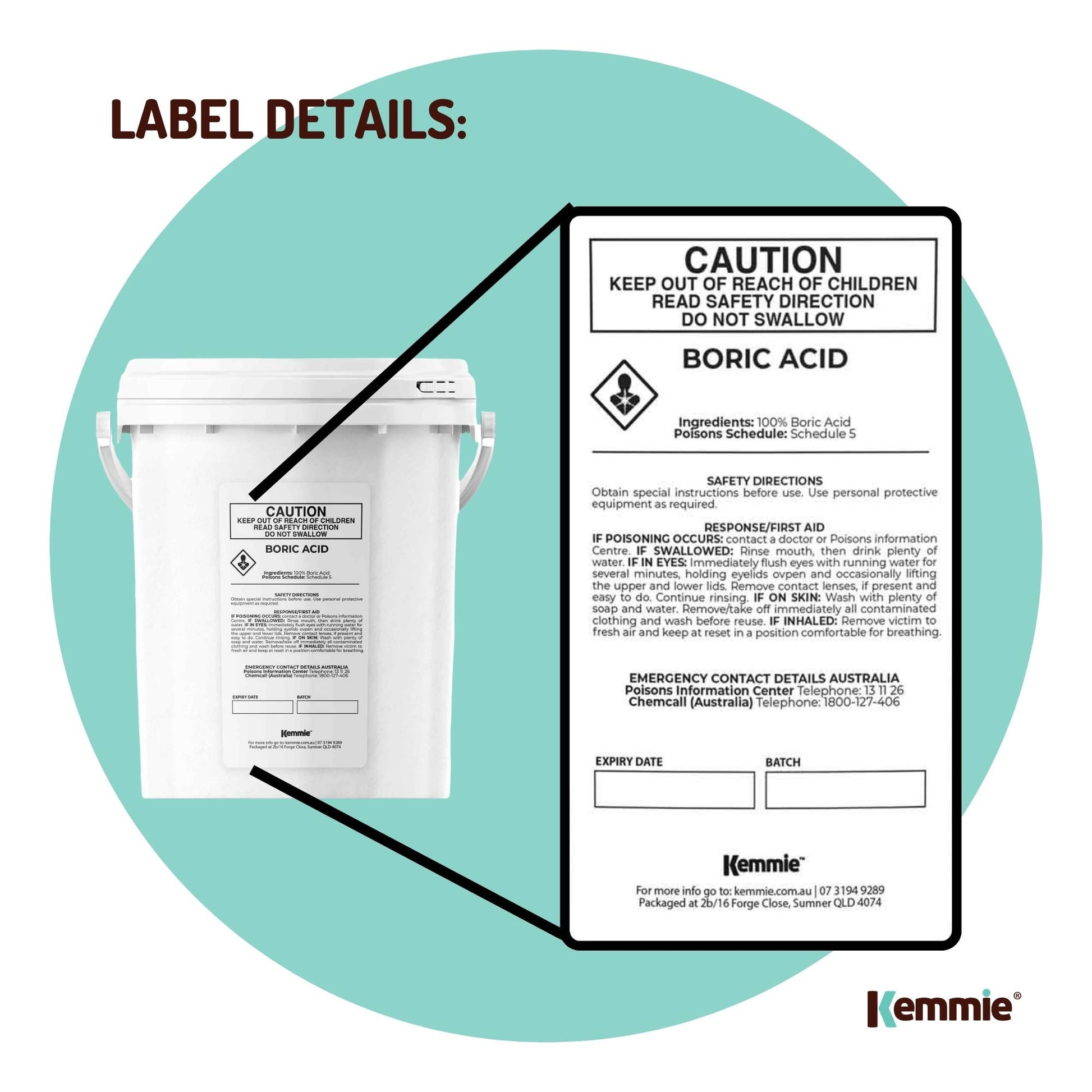Boric Acid Powder 99.9% Pure Tubs - Soluble Orthoboric Acid H3BO3