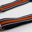 Boys Adjustable Black, White & Orange Striped Patterned Suspenders
