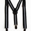 Boys Adjustable Black With Thick White Stripe Patterned Suspenders