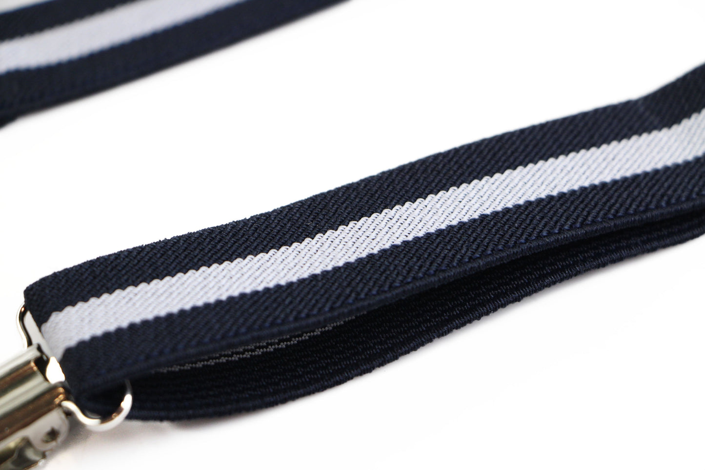 Boys Adjustable Black With Thick White Stripe Patterned Suspenders