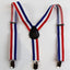 Boys Adjustable Blue, White & Red Striped Patterned Suspenders