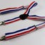 Boys Adjustable Blue, White & Red Striped Patterned Suspenders