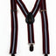 Boys Adjustable Maroon, Navy & White Striped Patterned Suspenders