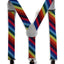 Boys Adjustable Multicoloured Rainbow Diagonal Striped Patterned Suspenders