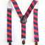 Boys Adjustable Red & Navy Diagonal Striped Patterned Suspenders