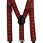 Boys Adjustable Red Train Tracks Patterned Suspenders