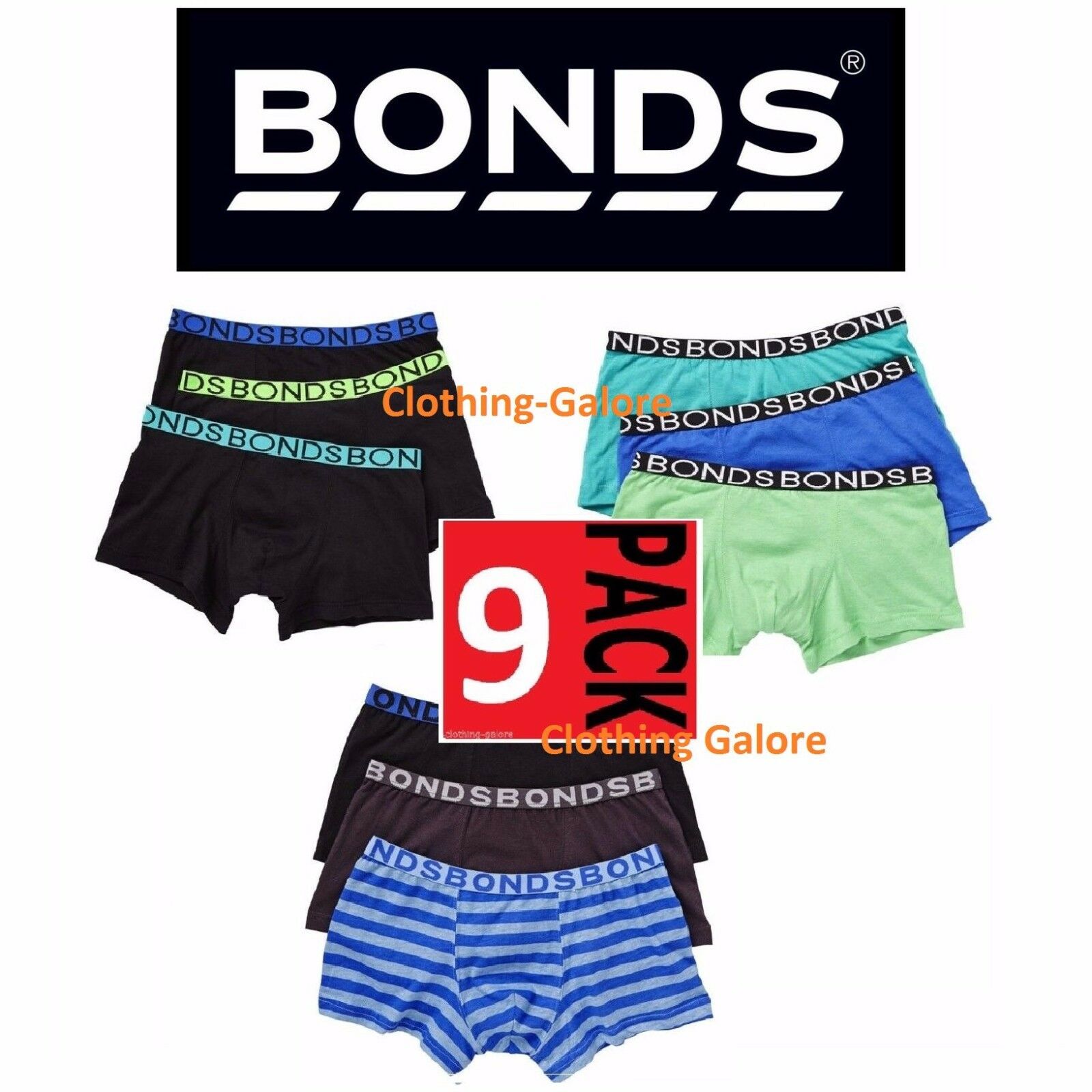 Boys Bonds Kids Underwear Bulk 9 Pairs Trunks Trunk Boyleg Boxer Shorts Multipack