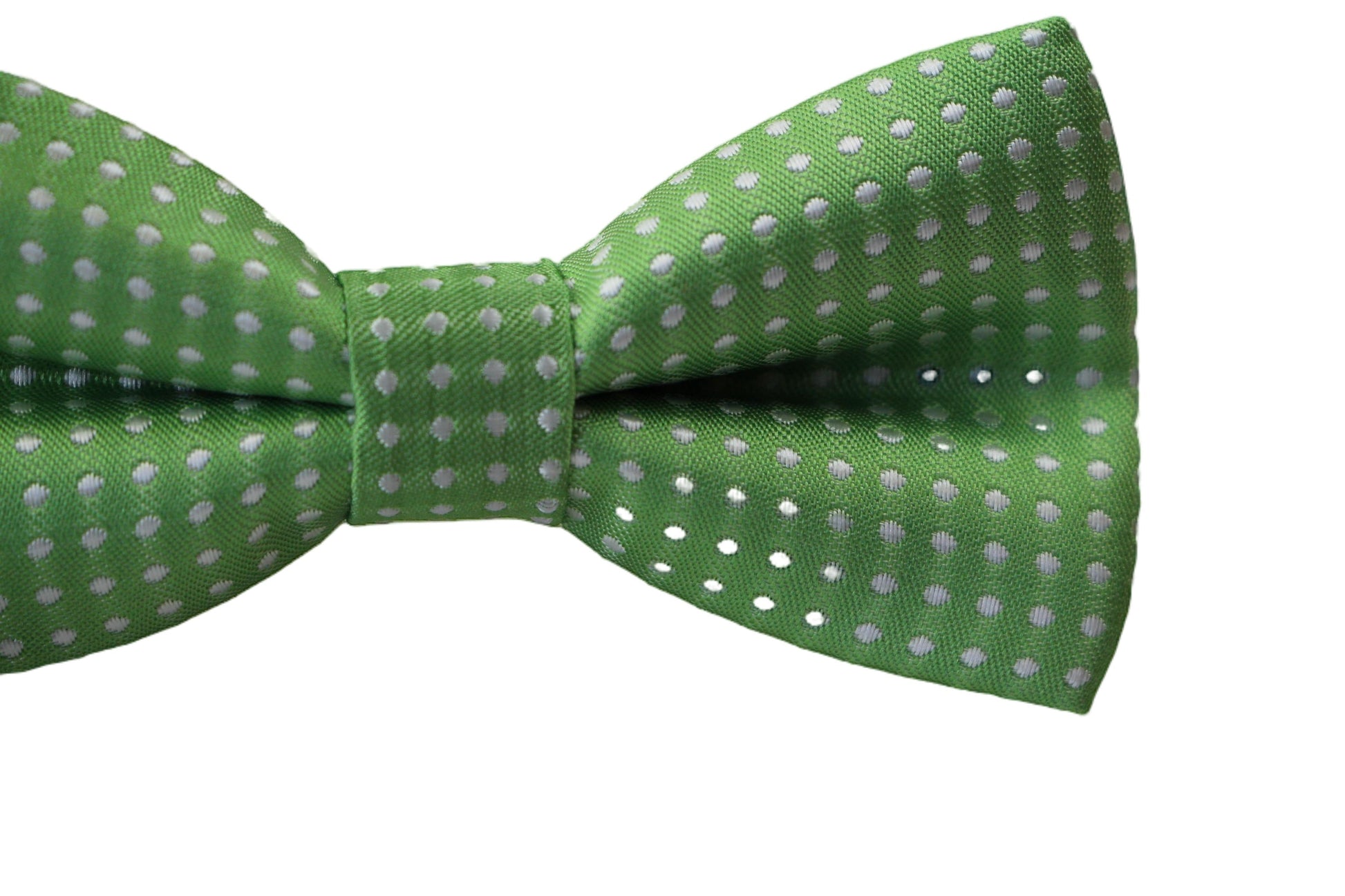 Boys Light Green Bow Tie With White Polka Dots