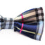 Boys Navy, Black, Gold & Pink Plaid Patterned Bow Tie