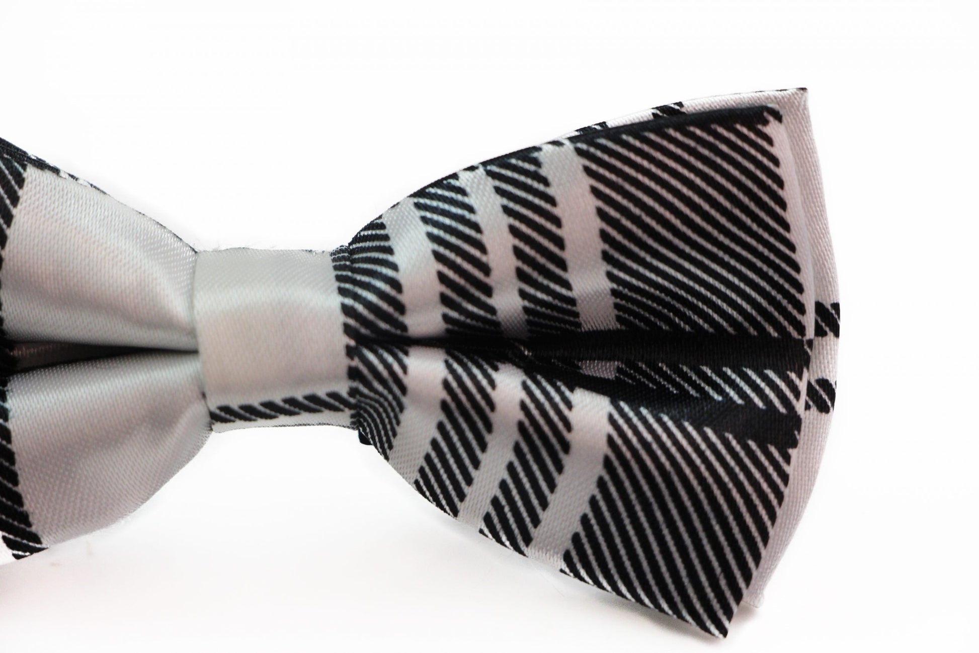 Boys White & Black Plaid Patterned Bow Tie