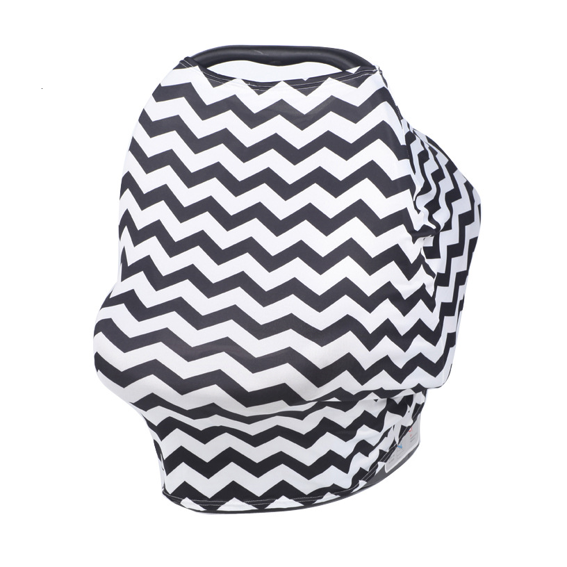 Breastfeeding Cover Cotton Nursing Maternity - White/Black Zigzag