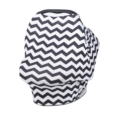 Breastfeeding Cover Cotton Nursing Maternity - White/Black Zigzag