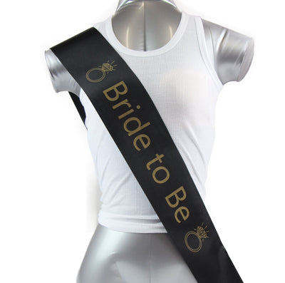 Bridal Hens Night Sash Party Black/Gold - Bride To Be