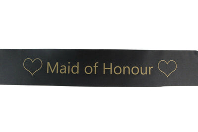 Bridal Hens Night Sash Party Black/Gold - Maid Of Honour