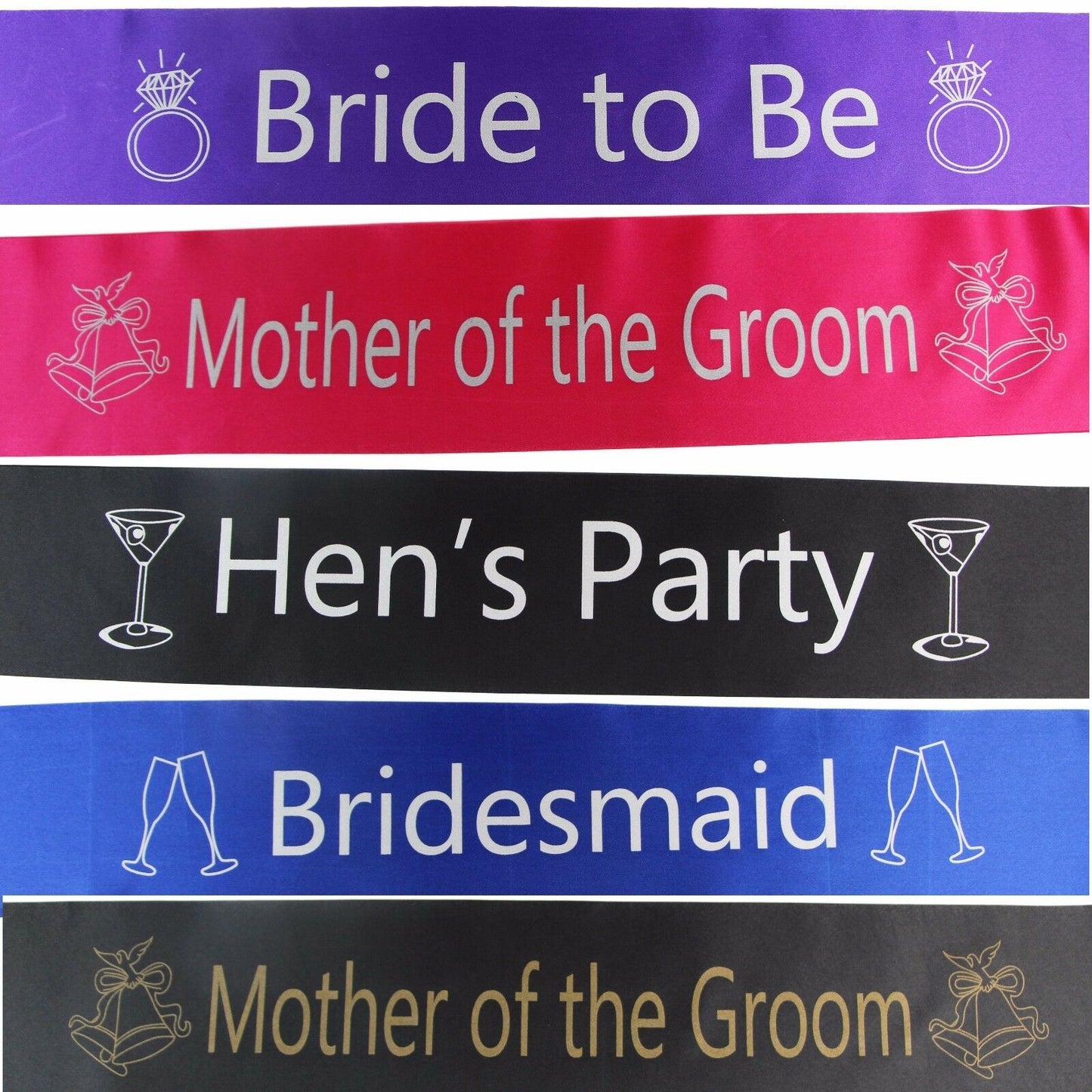 Bridal Hens Night Sash Party Bride Maid Of Honour Bridesmaid Groom Mother Sashes