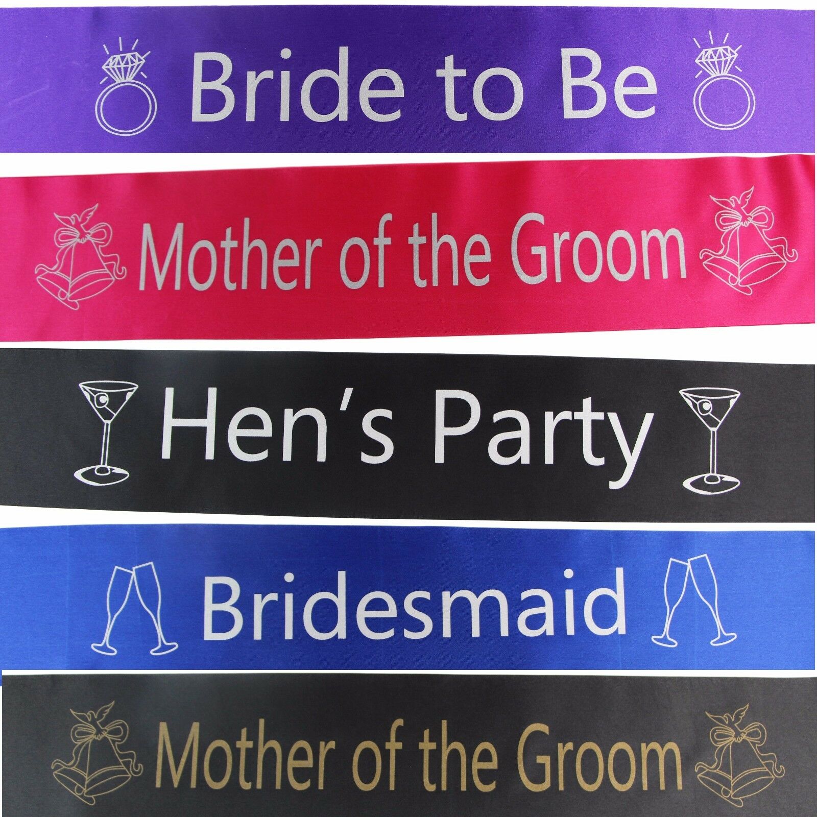 Bridal Hens Night Sash Party Bride Maid Of Honour Bridesmaid Groom Mother Sashes