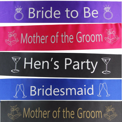 Bridal Hens Night Sash Party Bride Maid Of Honour Bridesmaid Groom Mother Sashes