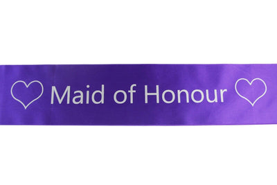 Bridal Hens Night Sash Party Purple/Silver - Maid Of Honour