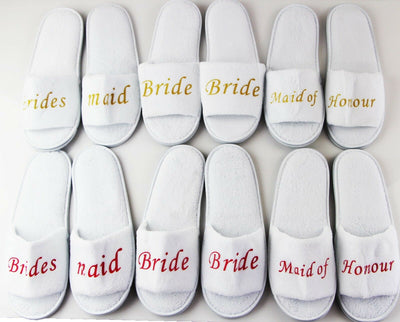 Bridal Slippers Bride To Be Bridesmaid Maid Of Honour Wedding White Pink Gold