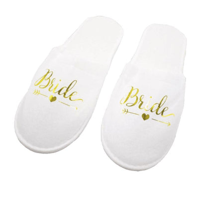 Bridal Slippers White Gold Wedding Hens Party Bride / Bridesmaid / Team Bride