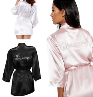 Bride Bridesmaid Robes Bridal Party Robe Wedding Hens White Pink Black