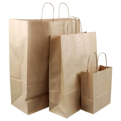 Brown Paper Bags - Kraft Eco Recyclable Reusable Gift Carry Shopping Retail
