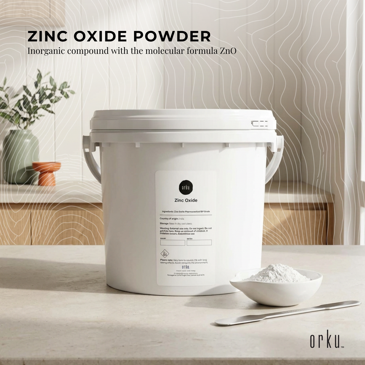 Orku 1.6Kg Zinc Oxide Powder Food Grade 99.9% ZnO Fine Raw Material Tub