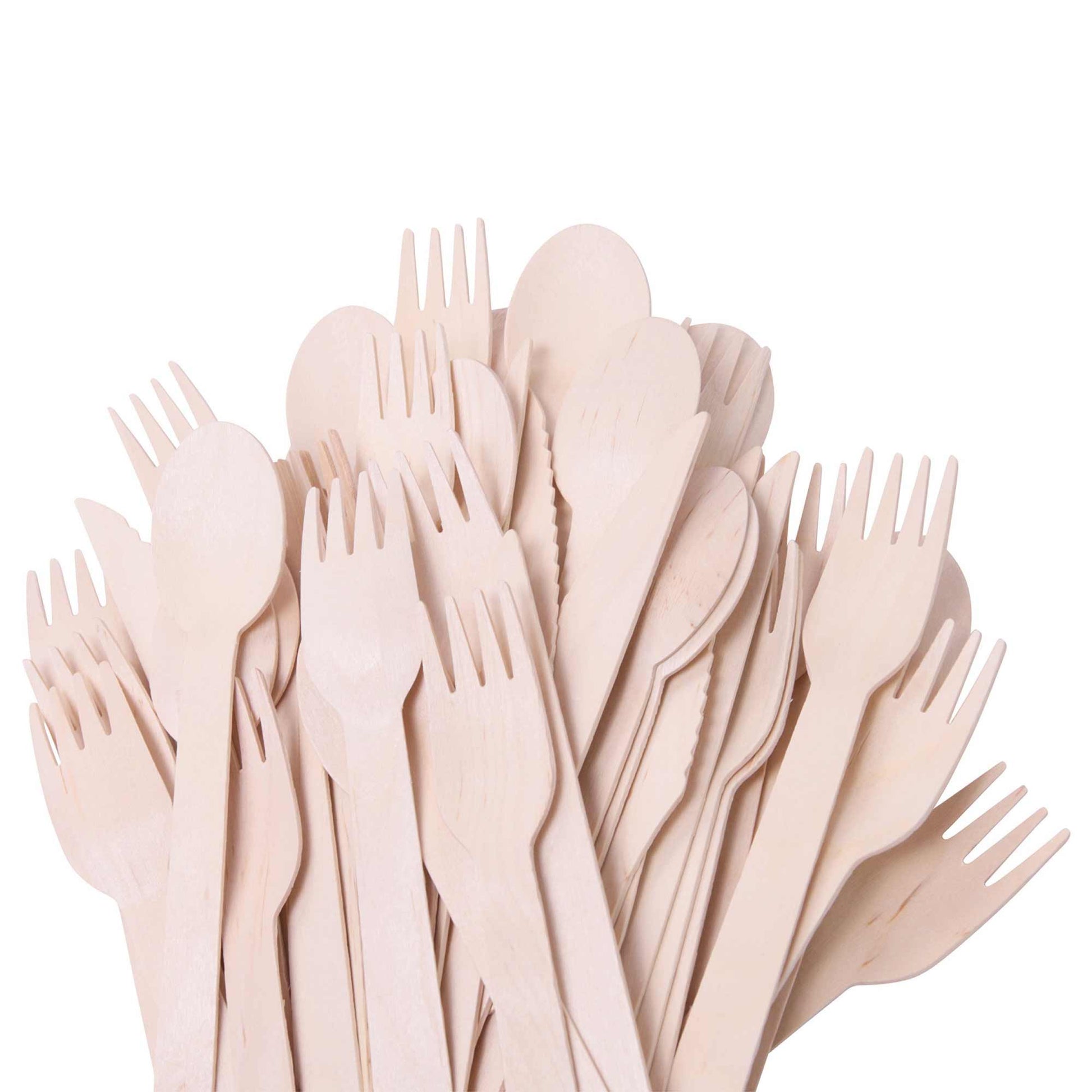 Bulk 1000 Wooden Cutlery Set - Disposable Biodegradable Eco Knives Forks Spoons