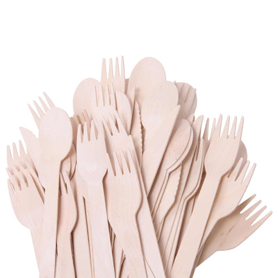 Bulk 1000 Wooden Cutlery Set - Disposable Biodegradable Eco Knives Forks Spoons