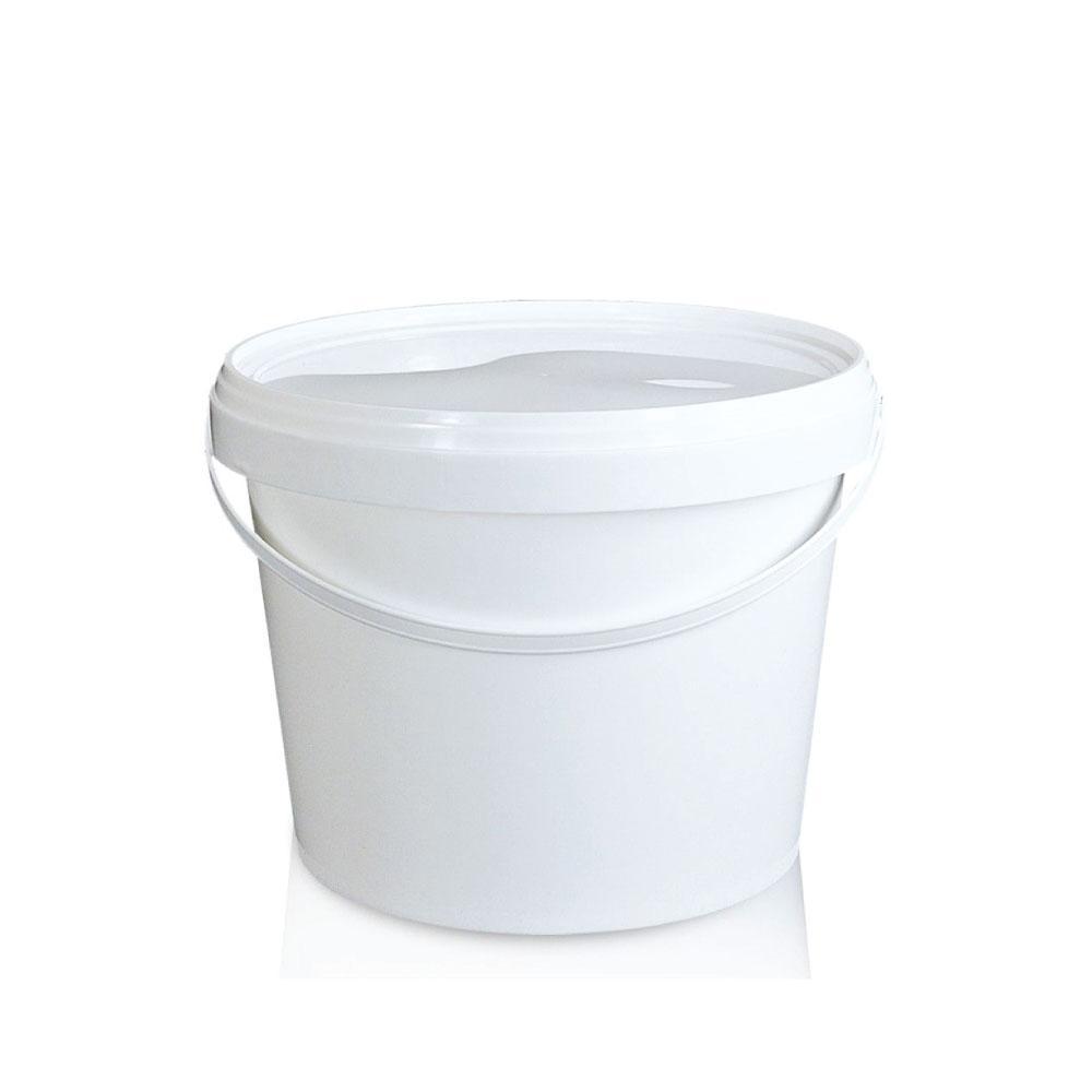 Bulk 10x 2L Plastic Buckets + Lids - Empty White With Handle - Small Food Pail