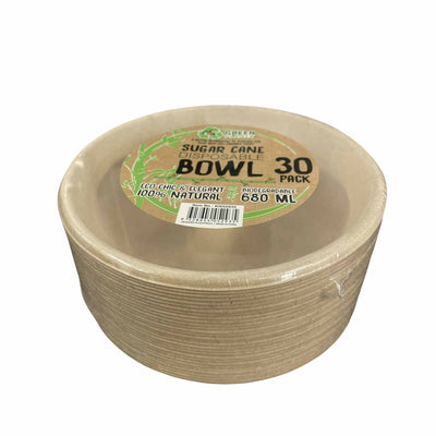 Bulk 12x 30 Pck Eco Disposable Party Deep Bowls 680ml Biodegradable Sugar Cane