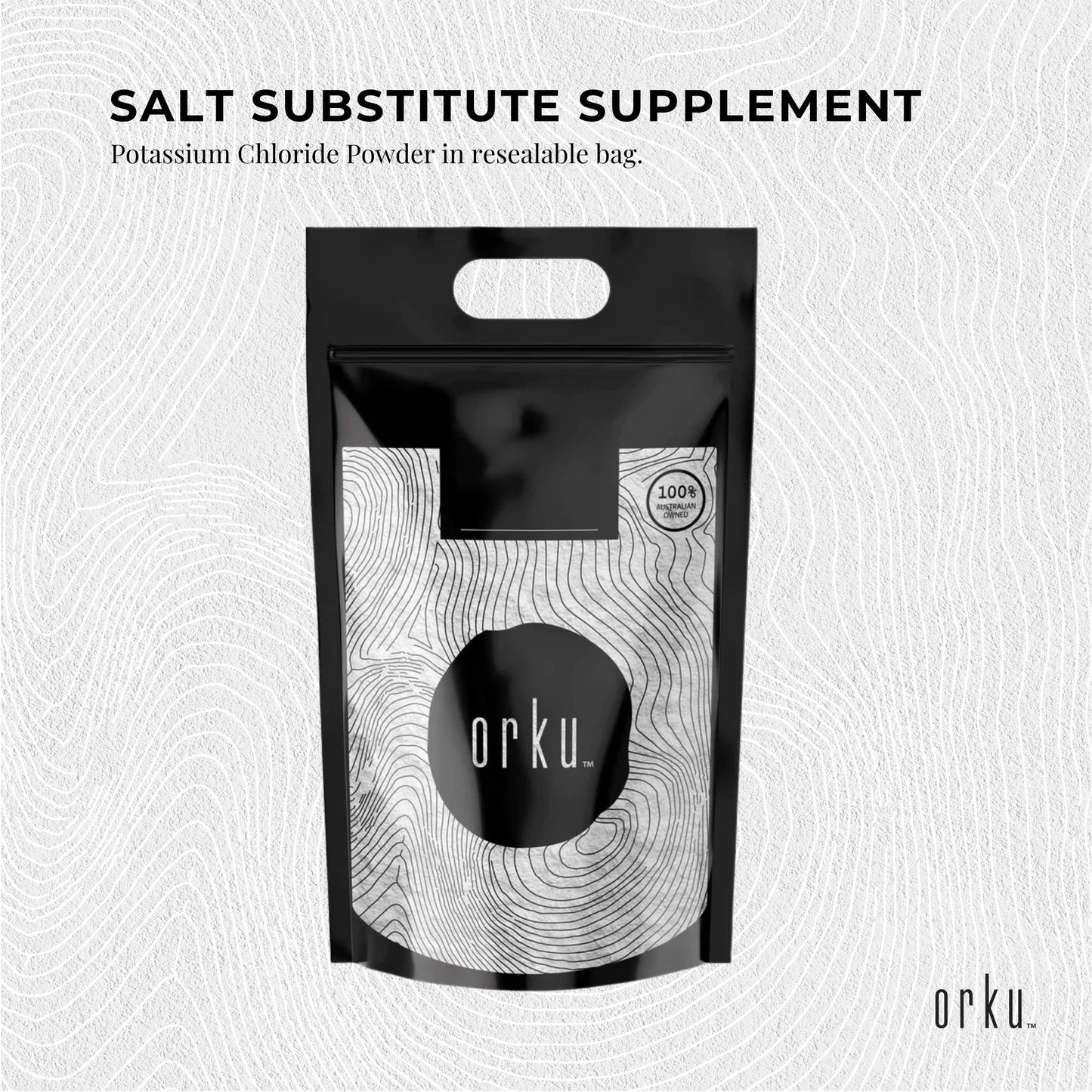 Orku Potassium Chloride Powder - Pure KCL E508 Food Grade Salt Replacer Bulk