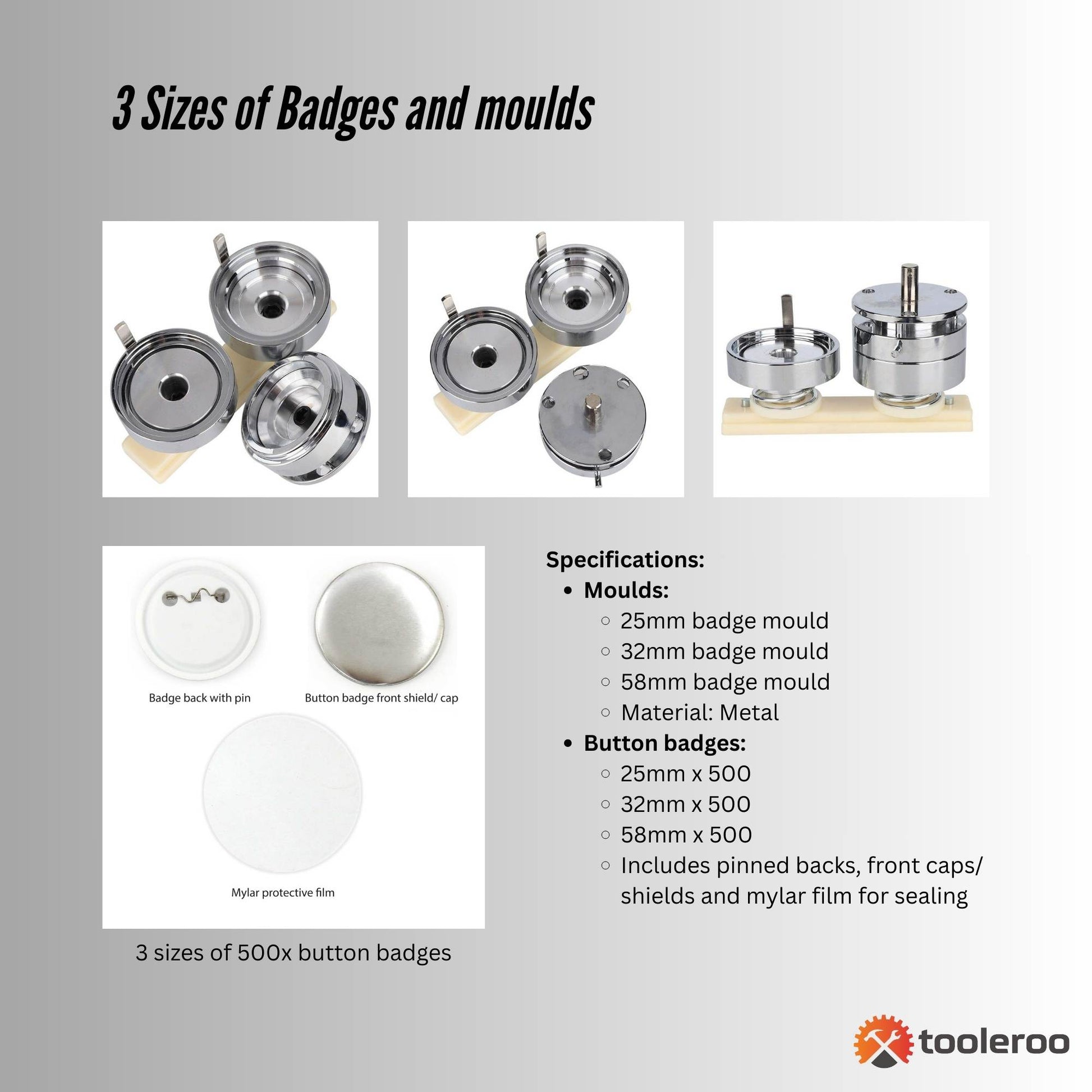 Button Badge Making Set - Maker + Moulds + Badges 25mm 32mm 58mm