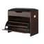 Artiss 2x Shoe Bench Set Flip Drawer Walnut