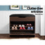 Artiss 2x Shoe Bench Set Flip Drawer Walnut