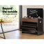 Artiss 2x Shoe Bench Set Flip Drawer Walnut