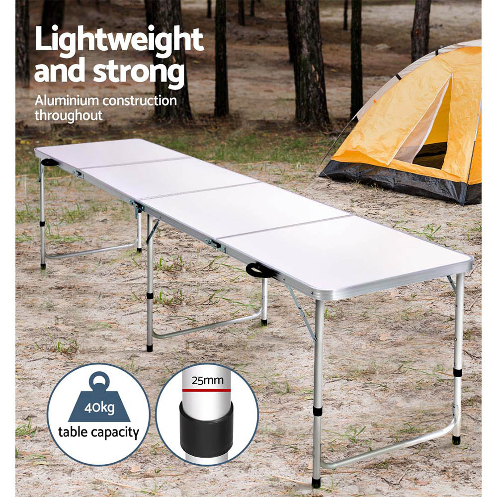 Weisshorn Folding Camping Table 240CM Portable Outdoor Picnic BBQ Aluminium Desk