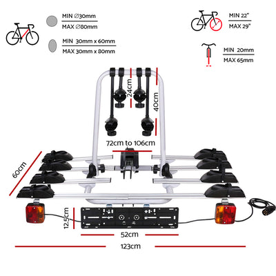 Giantz Tow Ball Car Mount - Black & Silver