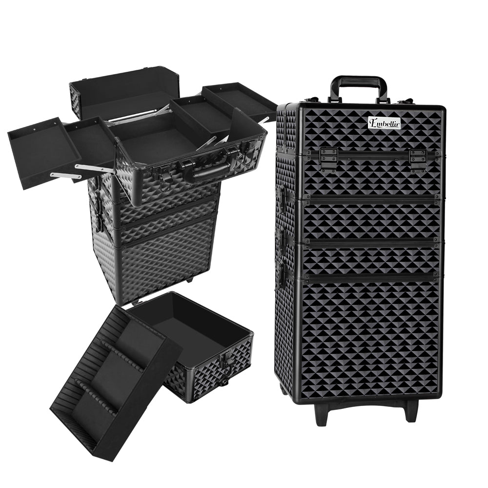 Embellir 7 in 1 Portable Cosmetic Beauty Makeup Trolley - Diamond Black